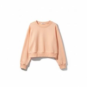 Nine West Active Sweatshirt Womens Medium Peach Cropped Crewneck Pullover Top